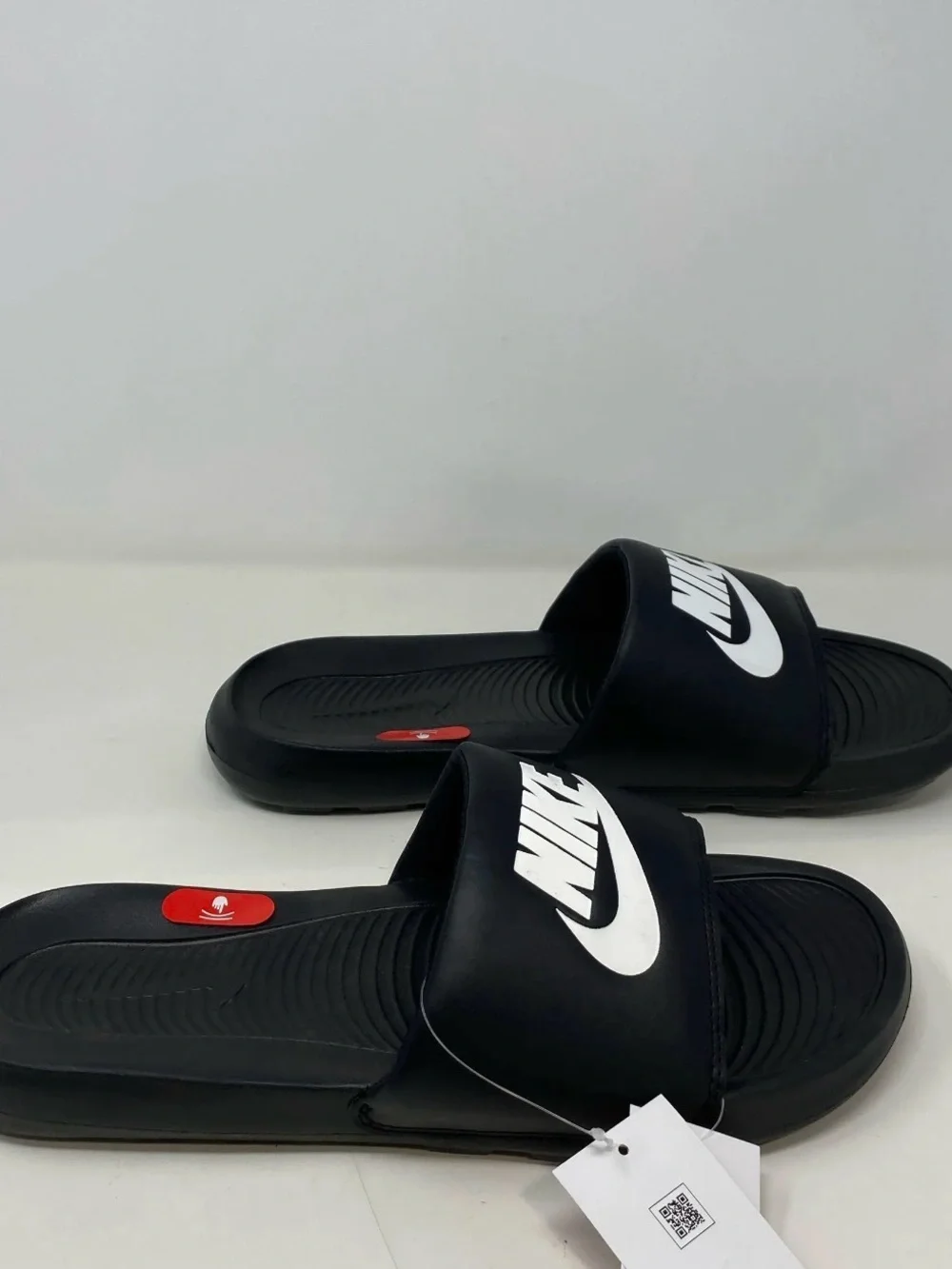 Nike Black Slides with White Swoosh